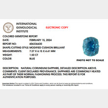 Load image into Gallery viewer, 1.50ct Blue Modified Cushion Brilliant Montana Sapphire
