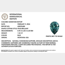 Load image into Gallery viewer, 1.53ct Blue Pear Brilliant Montana Sapphire
