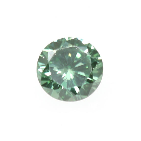 0.16ctw Fancy blueish Green (Irradiated) SI2 Round Brilliant Diamond