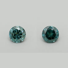 Load image into Gallery viewer, 0.54ctw Fancy Green Blue (Irradiated) I3 Round Brilliant Diamond Pair
