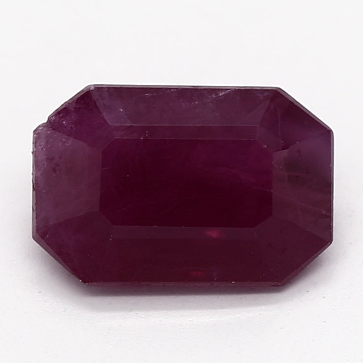 0.6ct Rectangle Purplish Red Recycled Natural Ruby