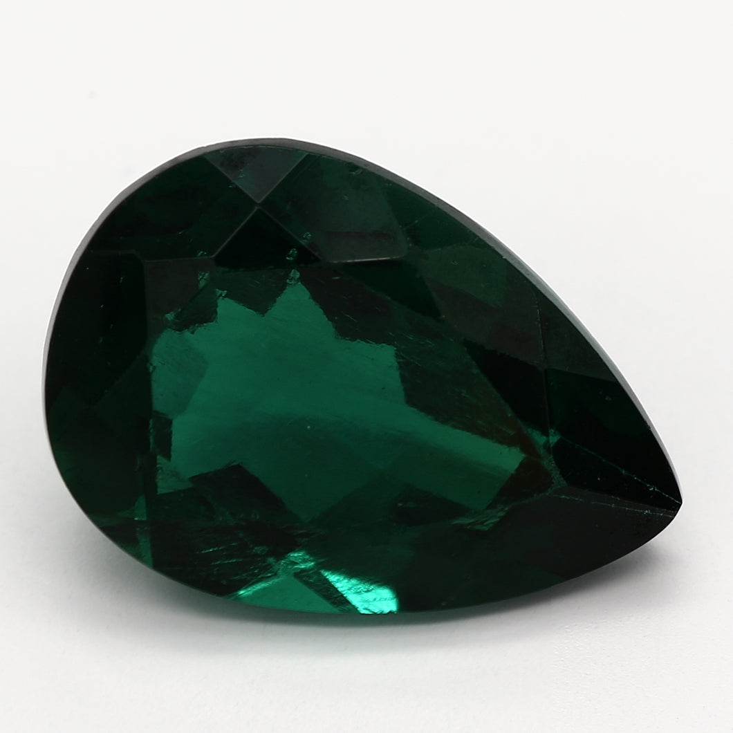 3.6ct Pear Bluish Green Recycled Synthetic Emerald