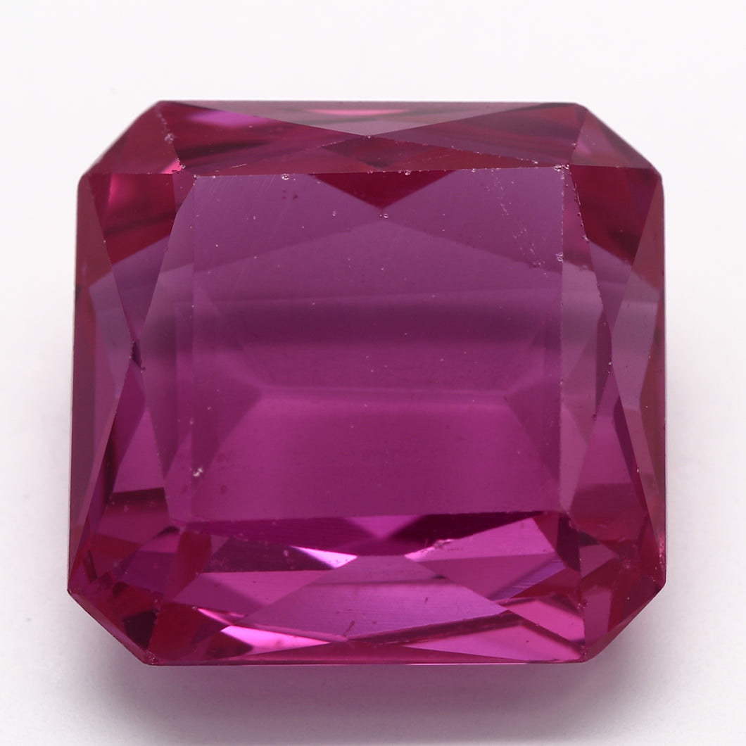 15.16ct Square Purplish Red Recycled Synthetic Ruby
