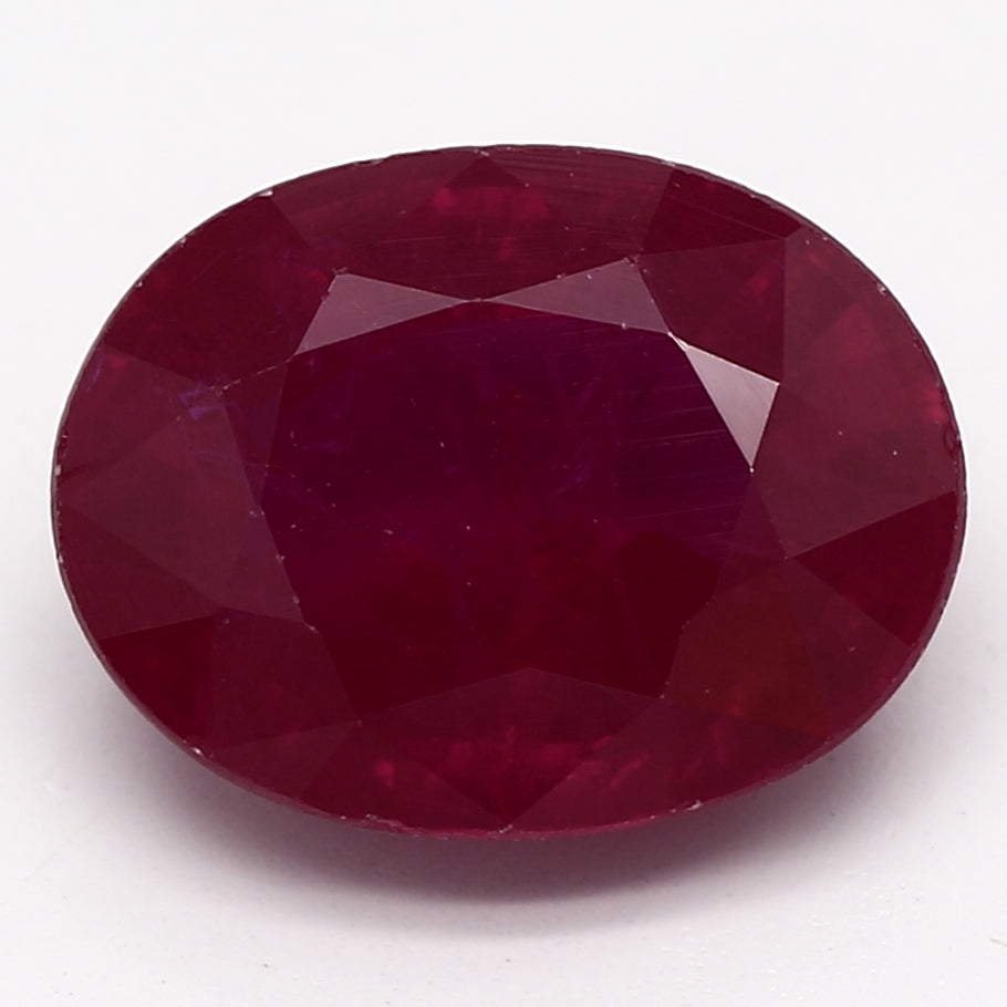 1.87ct Oval Purplish Red Recycled Synthetic Ruby