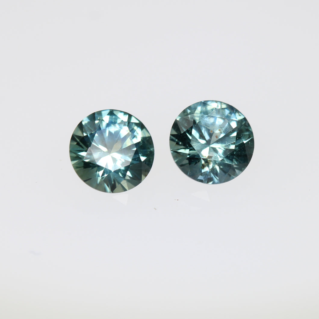 1.02ct Medium Blue-Green Round Sapphire Pair