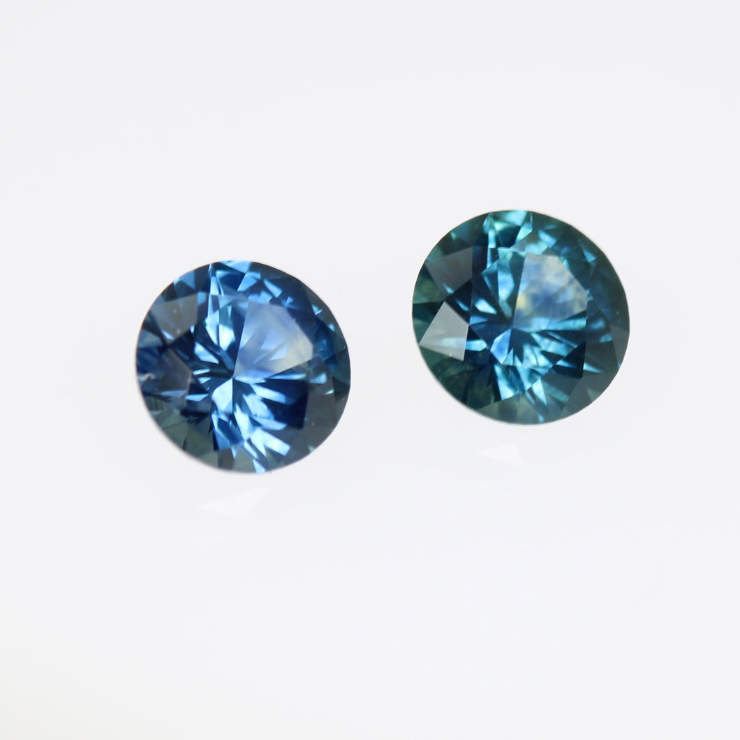 1.14ct Dark Blue Round Sapphire Pair